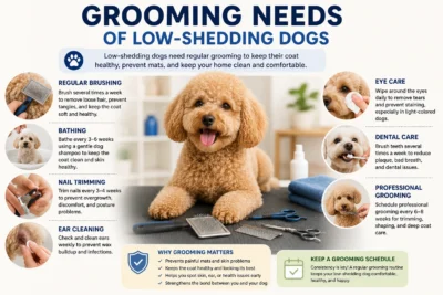 Grooming Needs of Low-Shedding Dogs| best dog breeds for families non shedding